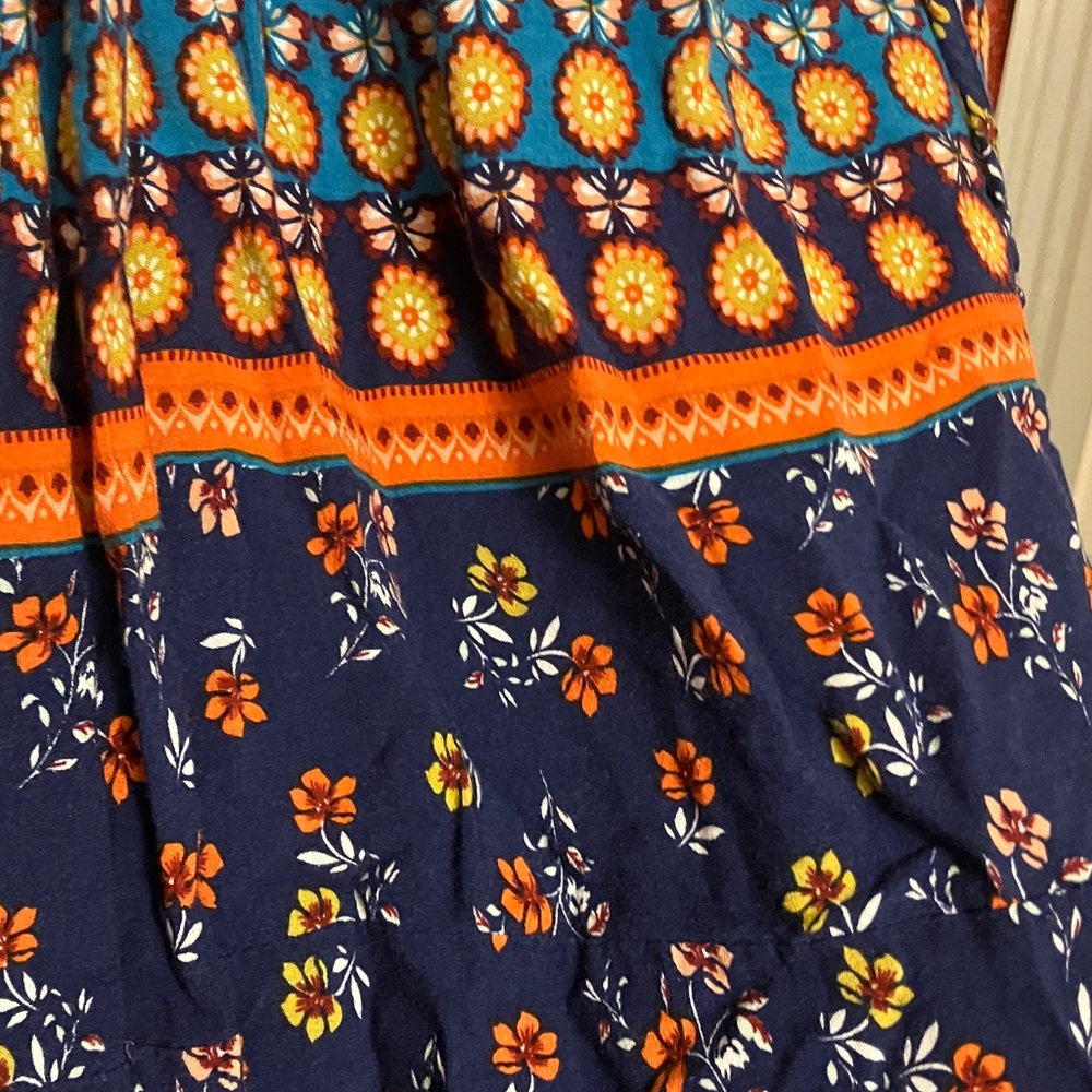 Umgee Orange and Navy Patterned Maxi Dress - Picture 5 of 10